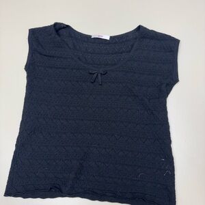 Leggiadro Black Textured Short Sleeve Top
